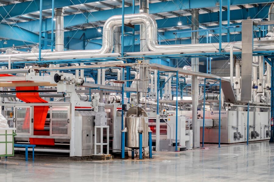 Battery factory interior machinery