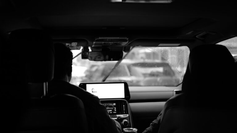 Self driving car interior passenger view