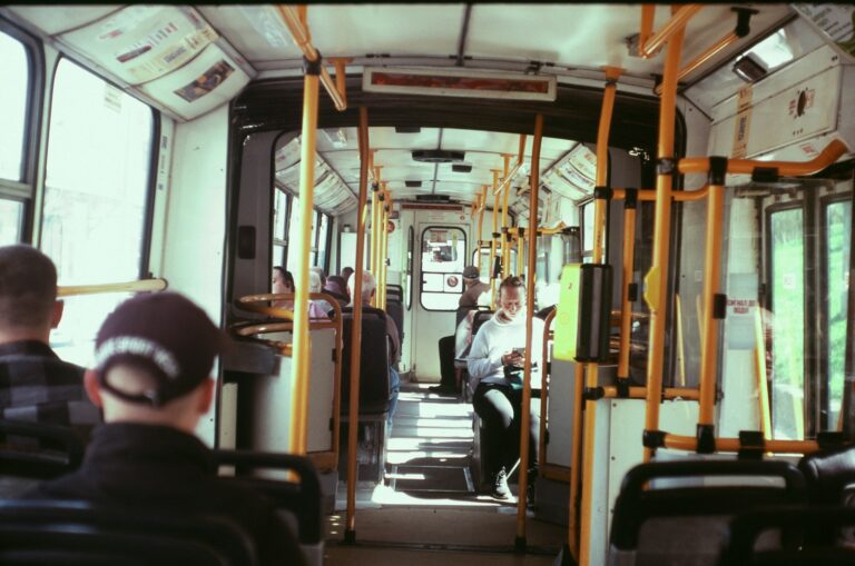 Trolleybus interior passengers