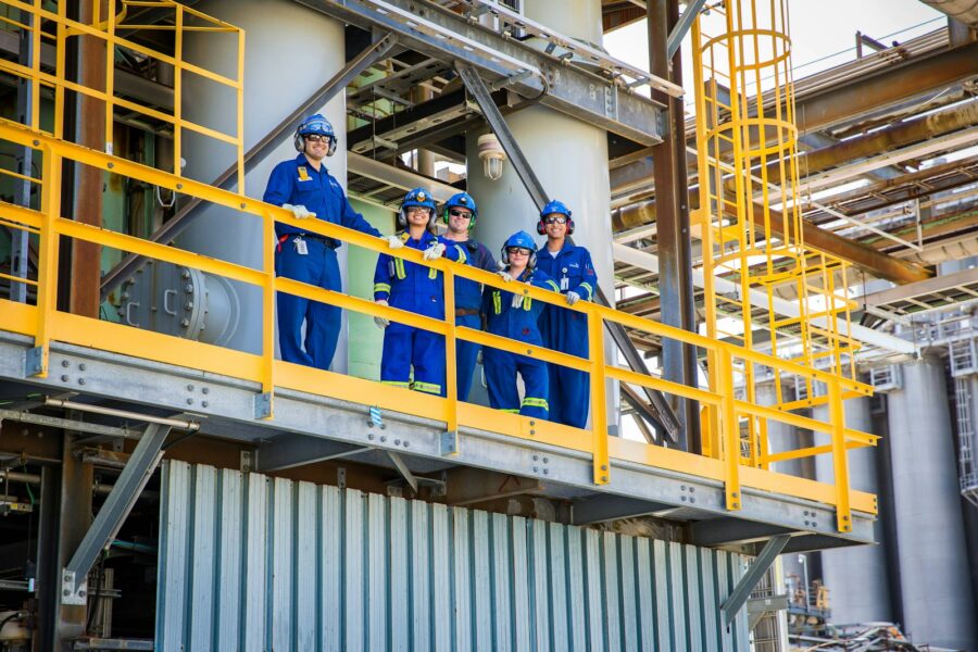 Recycling plant workers