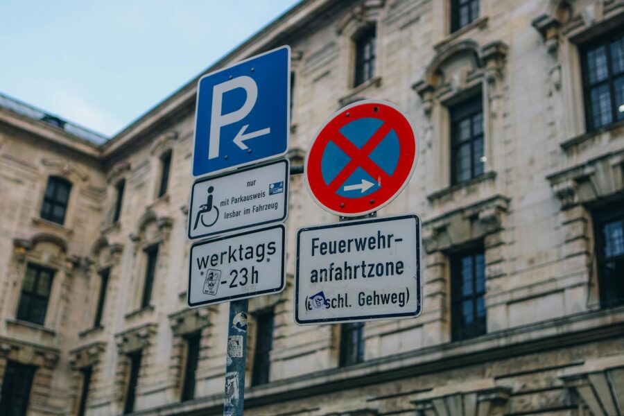 City street low emission zone traffic sign