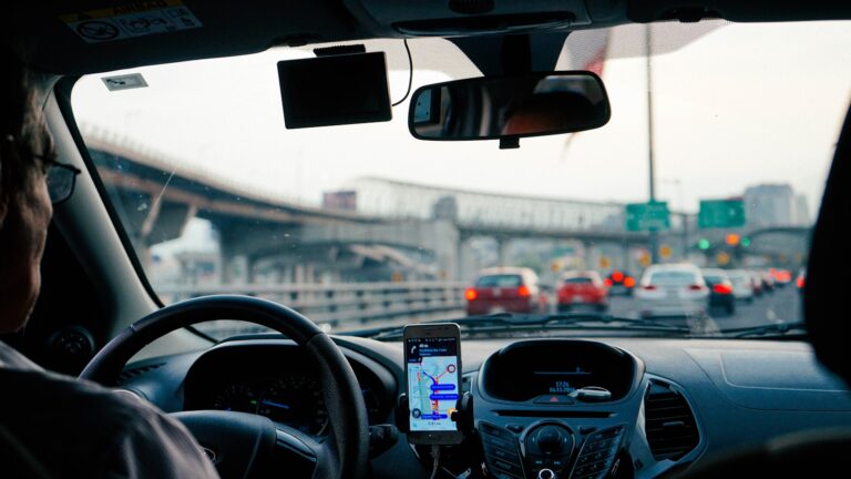 Dashboard morning commute traffic