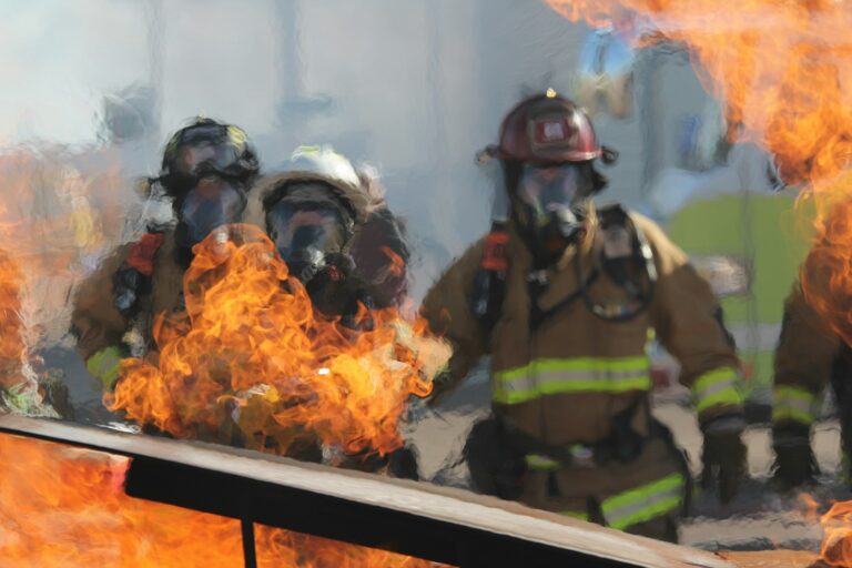 Firefighters training high