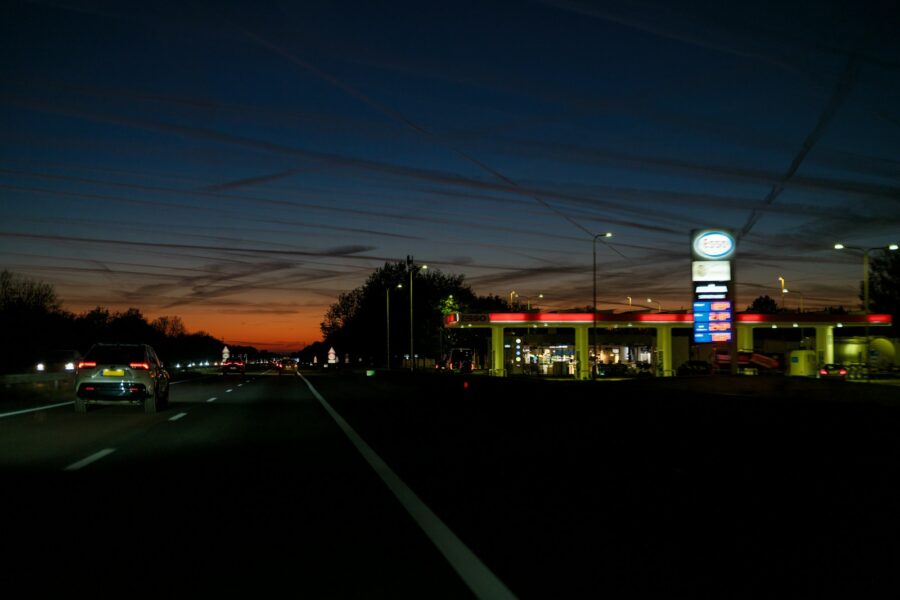 Charging station highway suvs night
