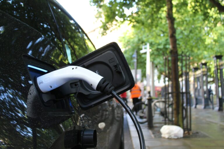 Electric car parked