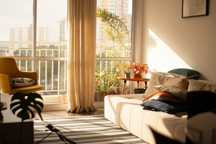 Sunlit apartment window