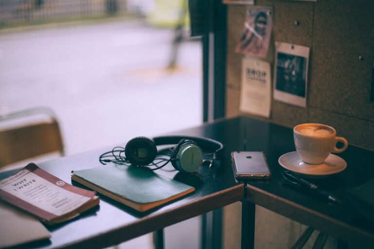 Notebook pen coffee