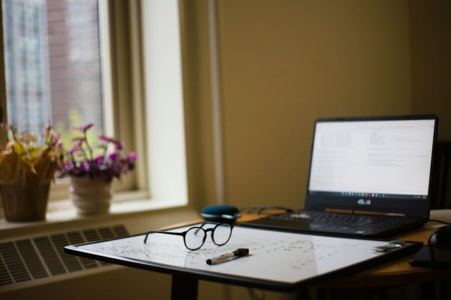 Person laptop desk